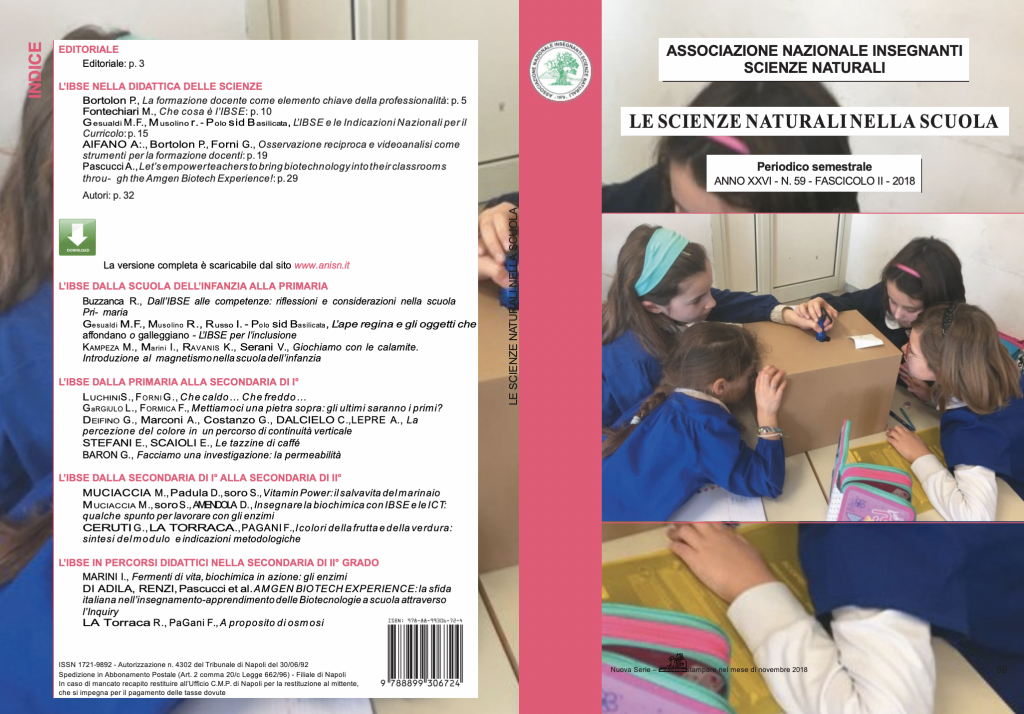 Il N. 59 della rivista dell’ANISN LE SCIENZE NATURALI NELLA SCUOLA è sul sito nell’area riservata